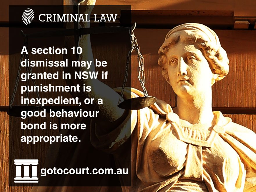 What is a section 10 dismissal of charges in New South Wales?