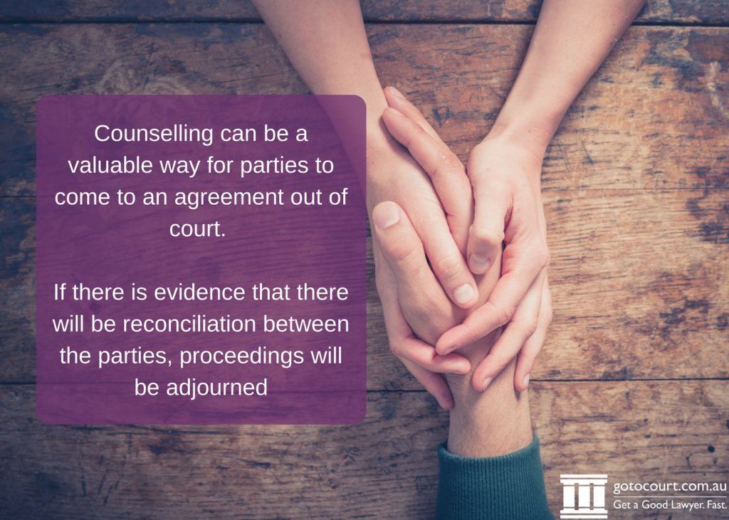 Counselling can be a valuable way for parties to come to an agreement out of court