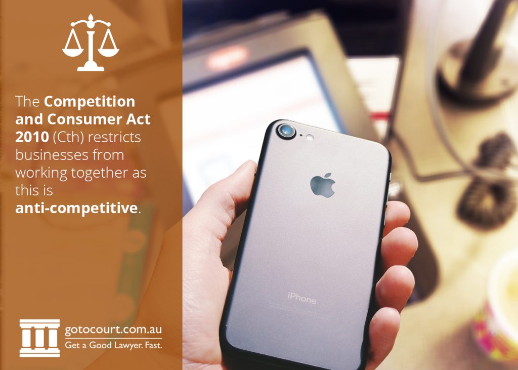 Apple Pay: The Competition and Consumer Act 2010 (Cth) restricts businesses from working together as this is anti-competitive
