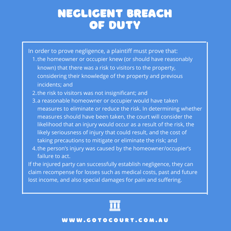 Negligent Breach of Duty - Go To Court