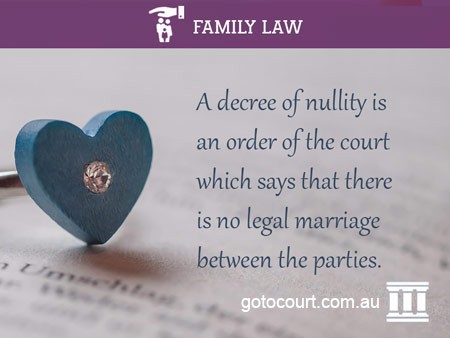 A decree of nullity is an order of the court which says that there is no legal marriage between the parties.