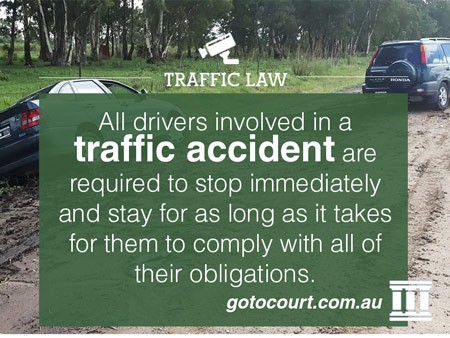 All drivers involved in a traffic accident are required to stop immediately and stay for as long as it takes for them to comply with all of their obligations.