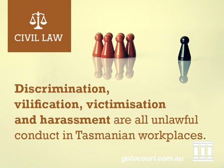 Discrimination, vilification, victimisation and harassment are all unlawful conduct in Tasmanian workplaces.